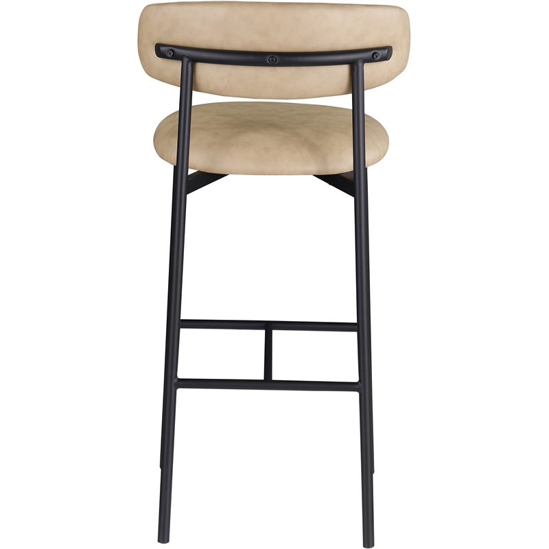 Meridian Furniture Lupita Tan Vegan Leather Upholstered Bar Stool (Set of 2)