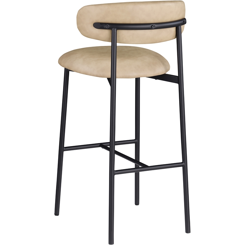 Meridian Furniture Lupita Tan Vegan Leather Upholstered Bar Stool (Set of 2)