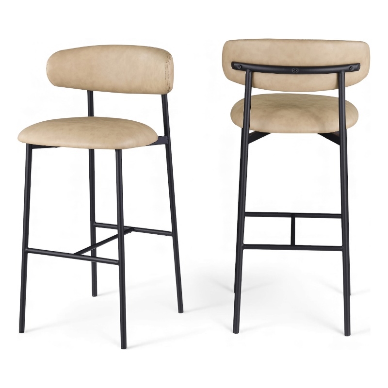 Meridian Furniture Lupita Tan Vegan Leather Upholstered Bar Stool (Set of 2)