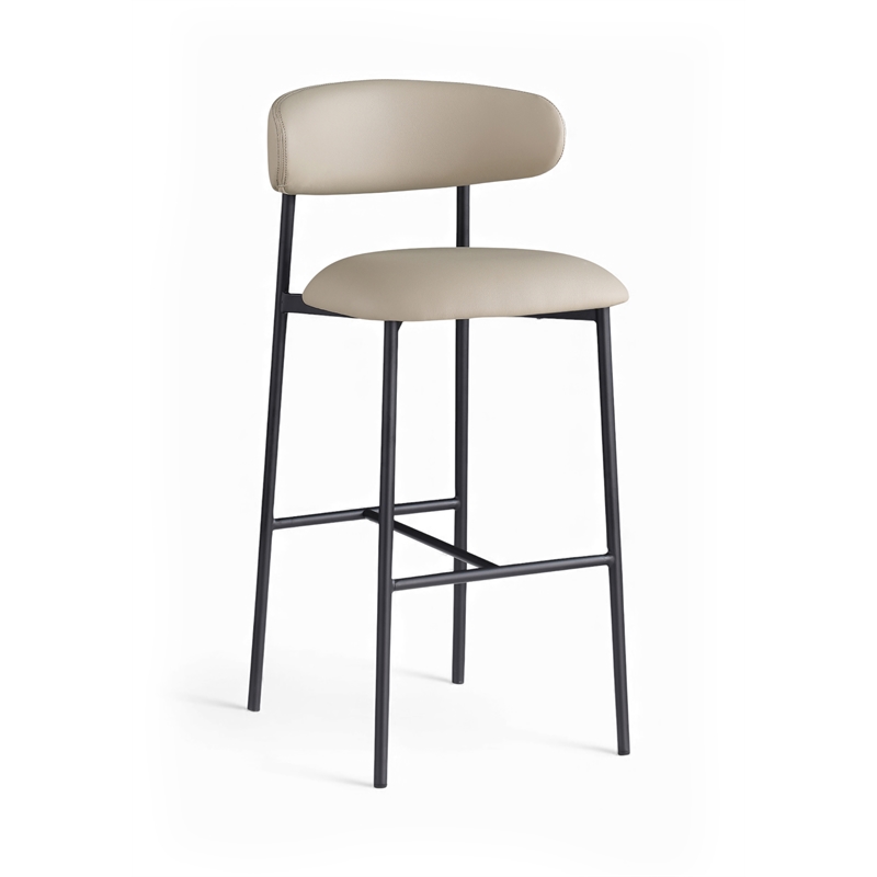 Meridian Furniture Lupita Taupe Vegan Leather Upholstered Bar Stool (Set of 2)