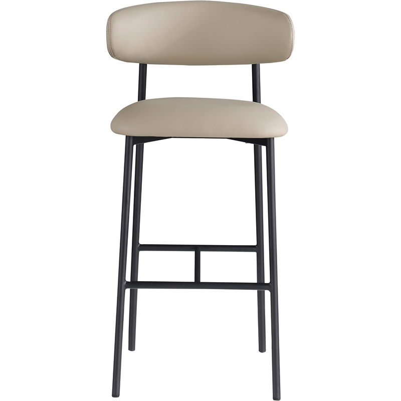 Meridian Furniture Lupita Taupe Vegan Leather Upholstered Bar Stool (Set of 2)