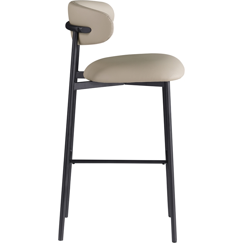 Meridian Furniture Lupita Taupe Vegan Leather Upholstered Bar Stool (Set of 2)