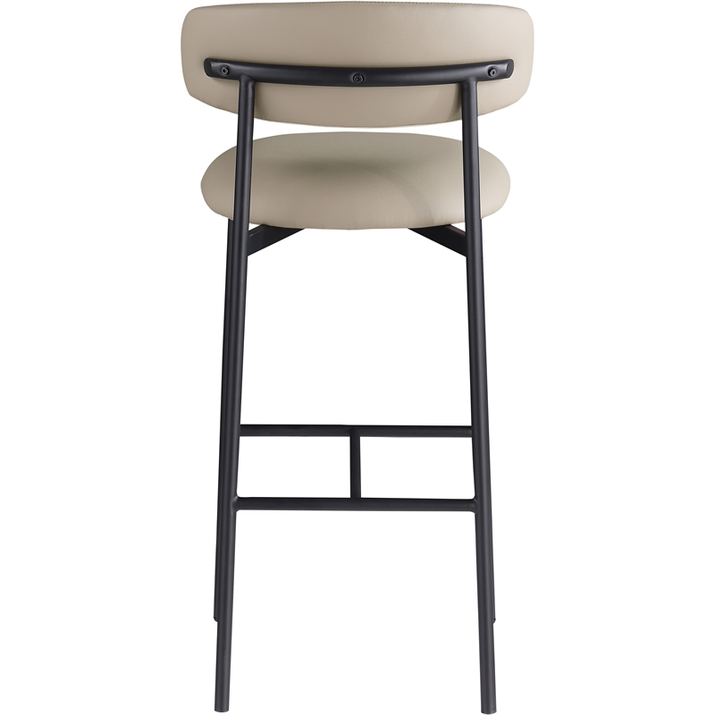 Meridian Furniture Lupita Taupe Vegan Leather Upholstered Bar Stool (Set of 2)