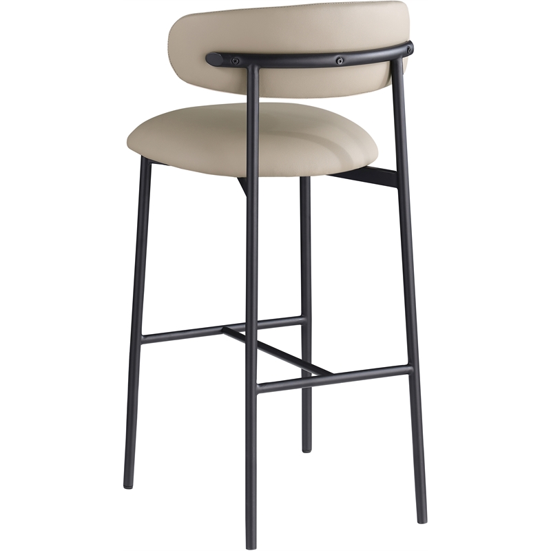 Meridian Furniture Lupita Taupe Vegan Leather Upholstered Bar Stool (Set of 2)