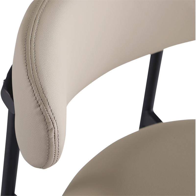 Meridian Furniture Lupita Taupe Vegan Leather Upholstered Bar Stool (Set of 2)