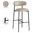 Meridian Furniture Lupita Taupe Vegan Leather Upholstered Bar Stool (Set of 2)