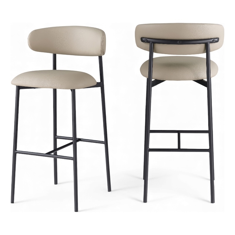 Meridian Furniture Lupita Taupe Vegan Leather Upholstered Bar Stool (Set of 2)