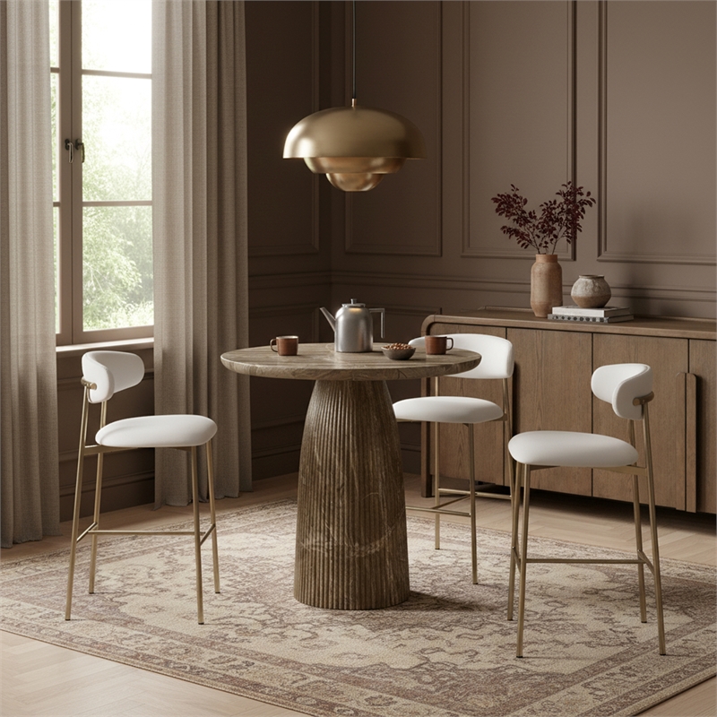 Meridian Furniture Lupita White Vegan Leather Upholstered Bar Stool (Set of 2)