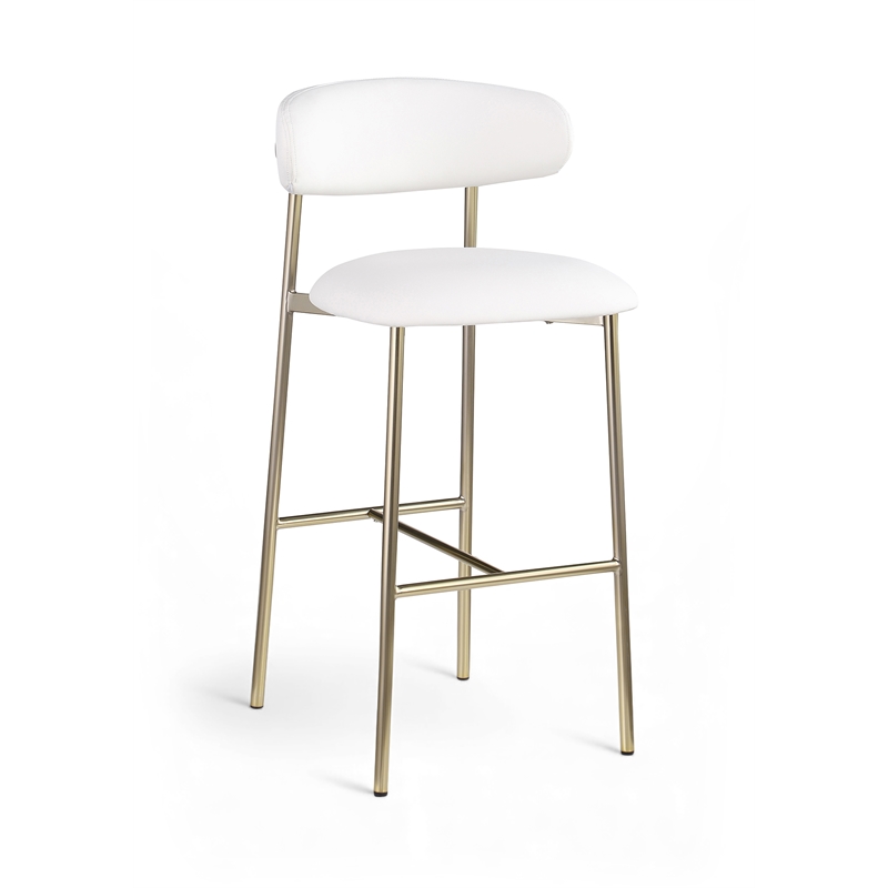 Meridian Furniture Lupita White Vegan Leather Upholstered Bar Stool (Set of 2)