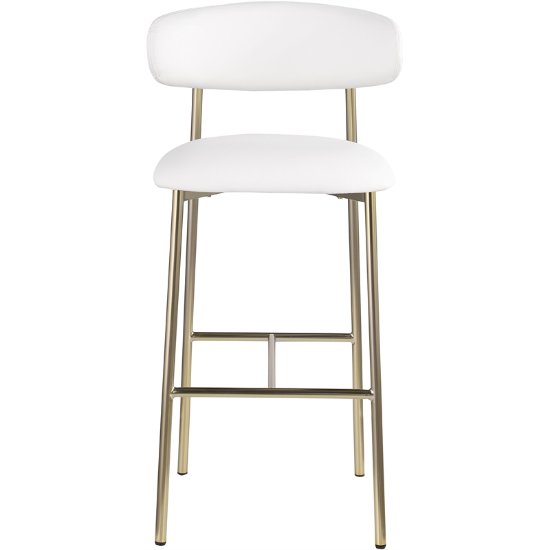 Meridian Furniture Lupita White Vegan Leather Upholstered Bar Stool (Set of 2)