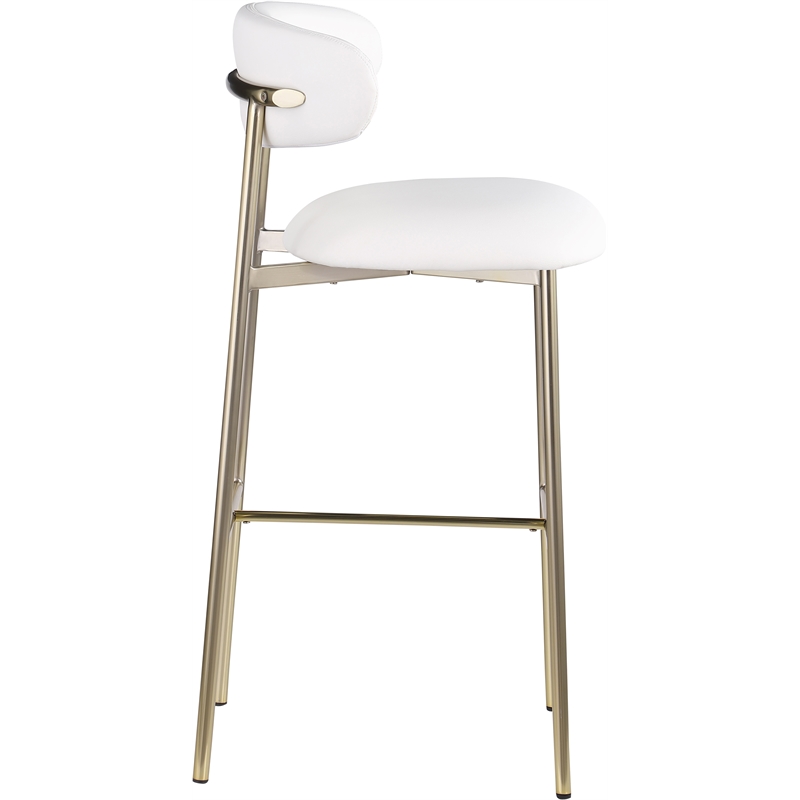 Meridian Furniture Lupita White Vegan Leather Upholstered Bar Stool (Set of 2)