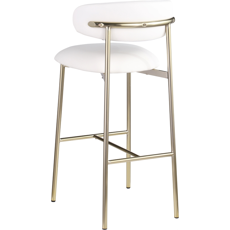 Meridian Furniture Lupita White Vegan Leather Upholstered Bar Stool (Set of 2)