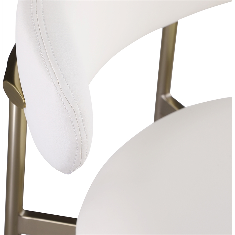 Meridian Furniture Lupita White Vegan Leather Upholstered Bar Stool (Set of 2)