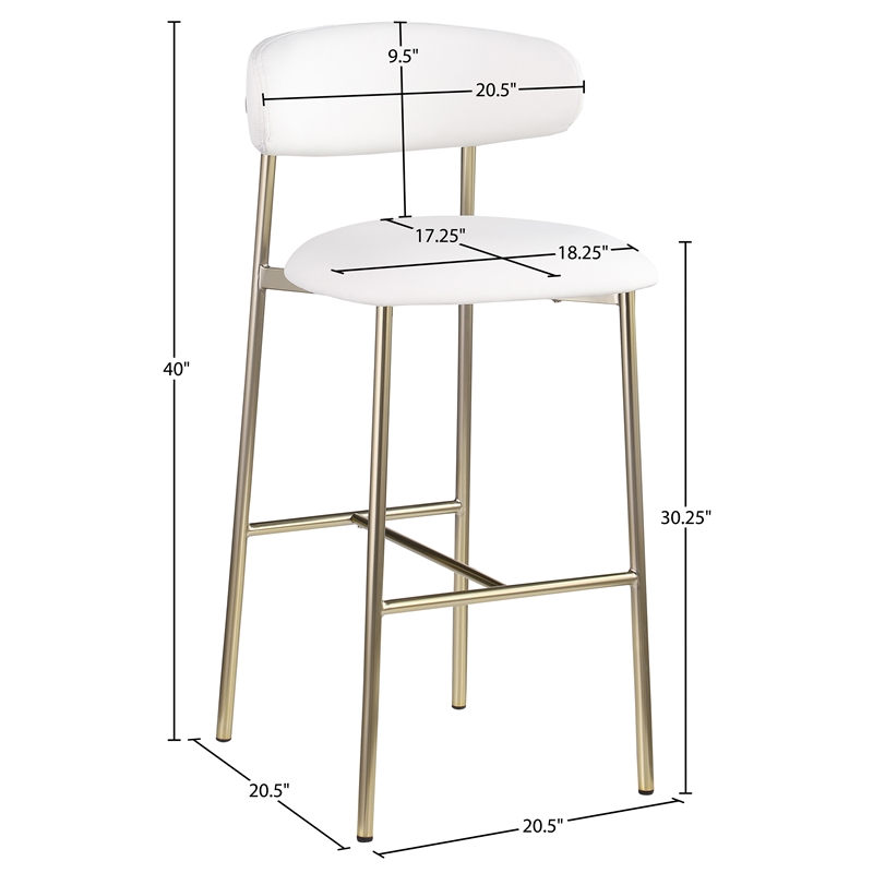 Meridian Furniture Lupita White Vegan Leather Upholstered Bar Stool (Set of 2)