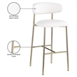 Meridian Furniture Lupita White Vegan Leather Upholstered Bar Stool (Set of 2)
