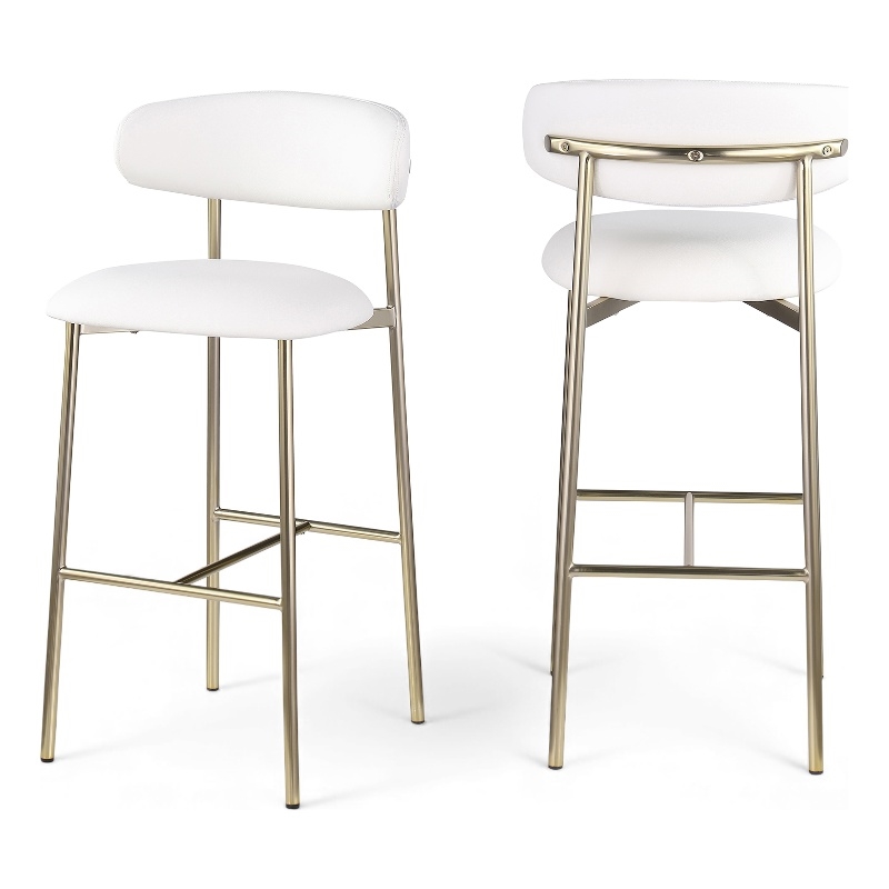 Meridian Furniture Lupita White Vegan Leather Upholstered Bar Stool (Set of 2)