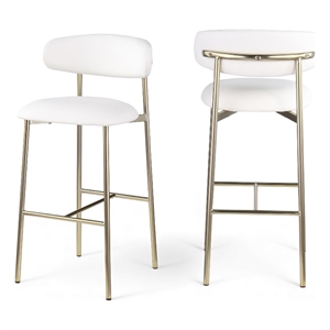 Meridian Furniture Lupita White Vegan Leather Upholstered Bar Stool (Set of 2)