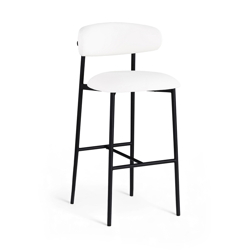 Meridian Furniture Lupita White Vegan Leather Upholstered Bar Stool (Set of 2)