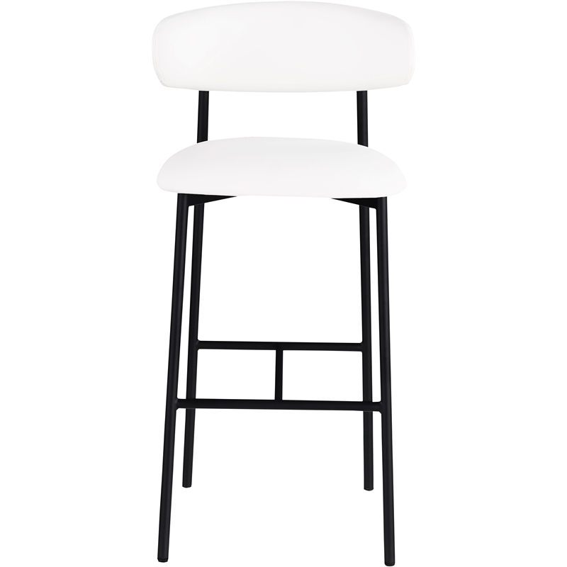 Meridian Furniture Lupita White Vegan Leather Upholstered Bar Stool (Set of 2)