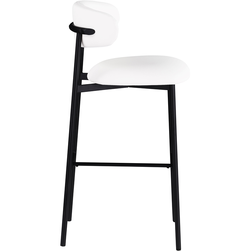 Meridian Furniture Lupita White Vegan Leather Upholstered Bar Stool (Set of 2)