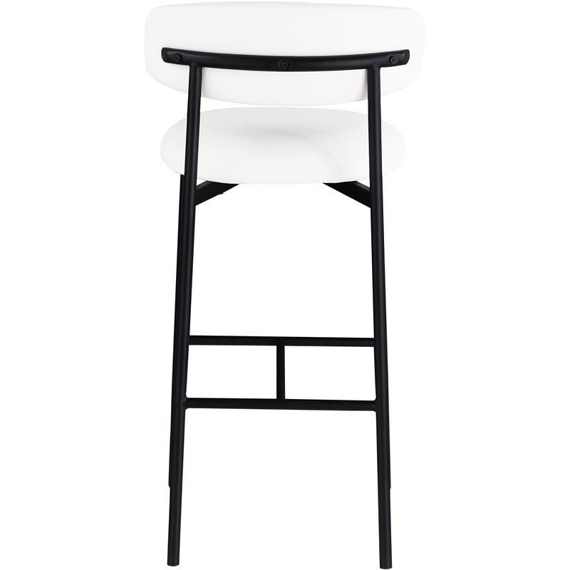 Meridian Furniture Lupita White Vegan Leather Upholstered Bar Stool (Set of 2)