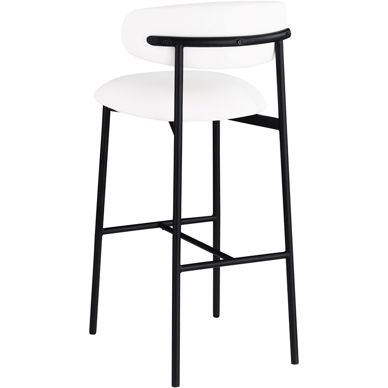 Meridian Furniture Lupita White Vegan Leather Upholstered Bar Stool (Set of 2)