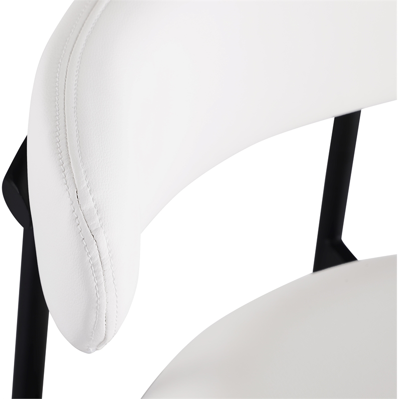 Meridian Furniture Lupita White Vegan Leather Upholstered Bar Stool (Set of 2)