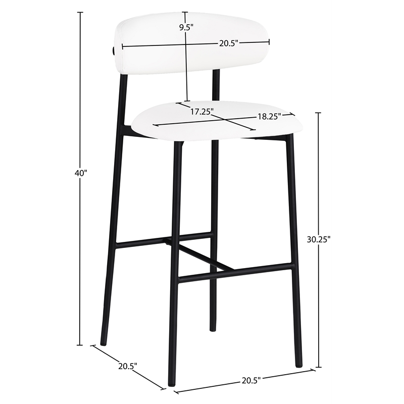 Meridian Furniture Lupita White Vegan Leather Upholstered Bar Stool (Set of 2)