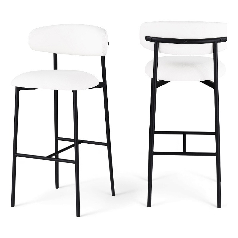 Meridian Furniture Lupita White Vegan Leather Upholstered Bar Stool (Set of 2)