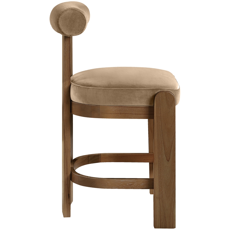 Meridian Furniture Arienzo Beige Velvet Upholstered Counter Stool (Set of 2)