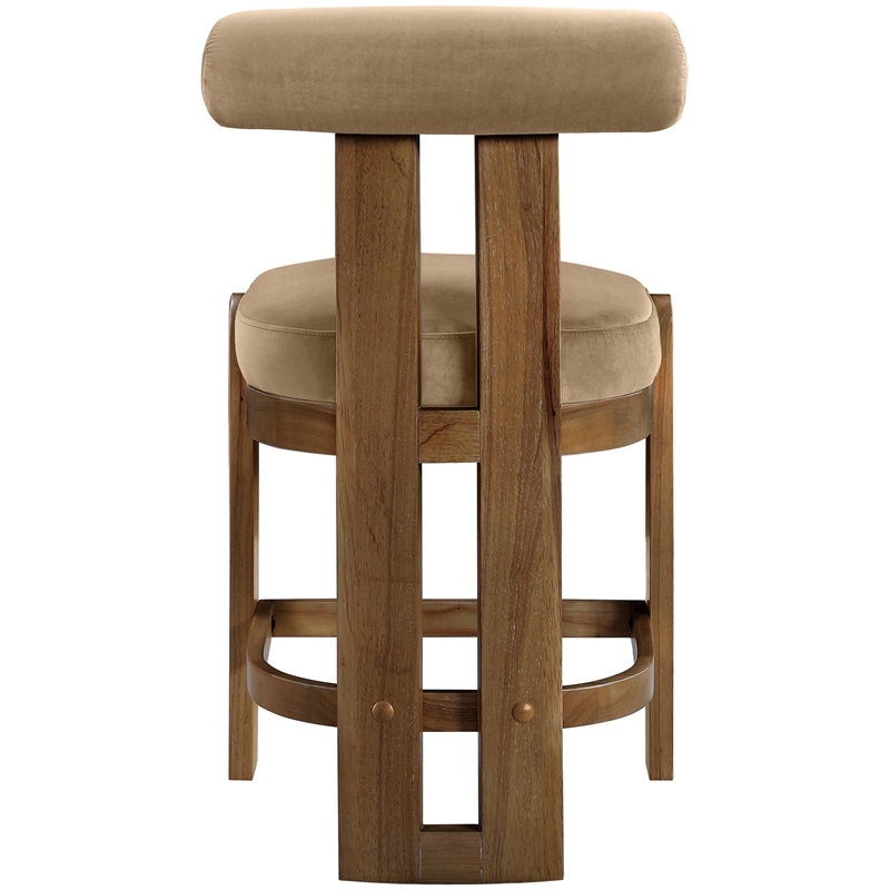 Meridian Furniture Arienzo Beige Velvet Upholstered Counter Stool (Set of 2)