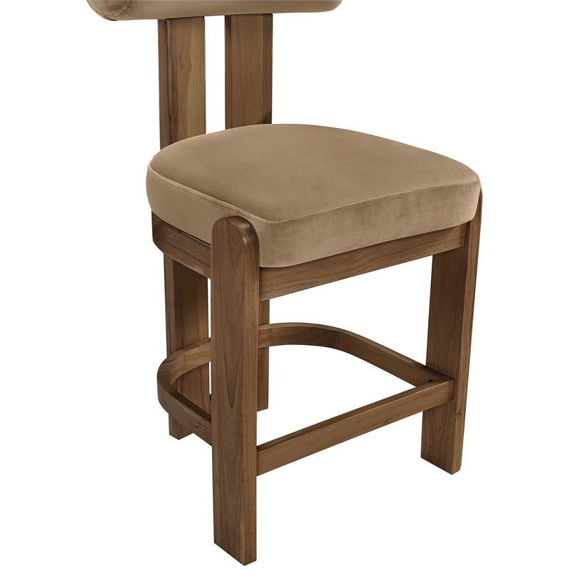 Meridian Furniture Arienzo Beige Velvet Upholstered Counter Stool (Set of 2)