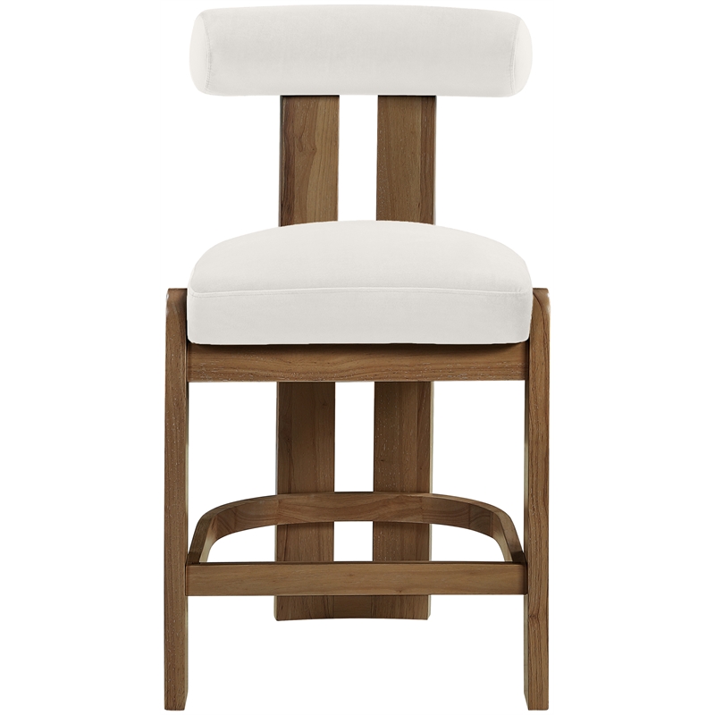 Meridian Furniture Arienzo Cream Velvet Upholstered Counter Stool (Set of 2)