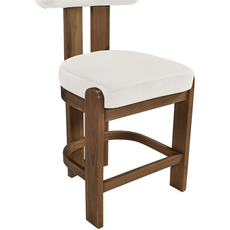 Meridian Furniture Arienzo Cream Velvet Upholstered Counter Stool (Set of 2)