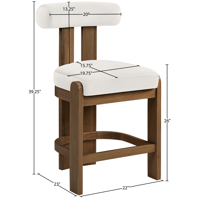 Meridian Furniture Arienzo Cream Velvet Upholstered Counter Stool (Set of 2)