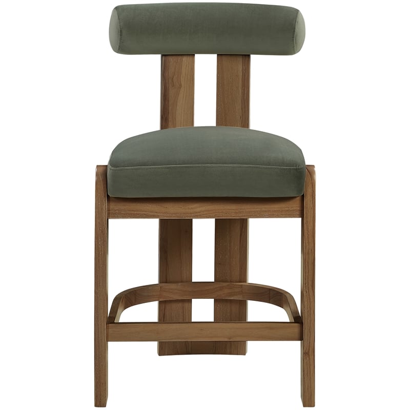 Meridian Furniture Arienzo Green Velvet Upholstered Counter Stool (Set of 2)