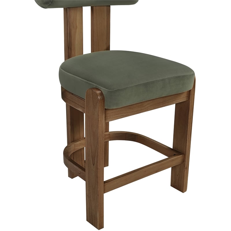 Meridian Furniture Arienzo Green Velvet Upholstered Counter Stool (Set of 2)