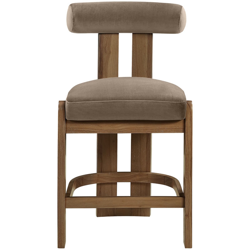 Meridian Furniture Arienzo Taupe Velvet Upholstered Counter Stool (Set of 2)