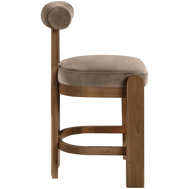 Meridian Furniture Arienzo Taupe Velvet Upholstered Counter Stool (Set of 2)