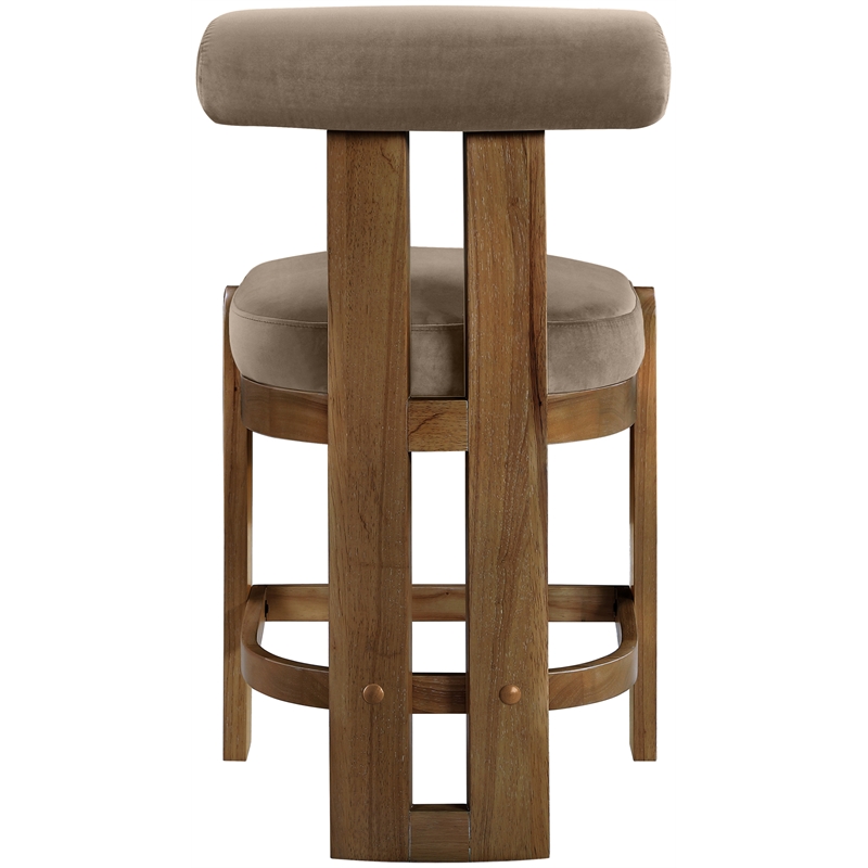 Meridian Furniture Arienzo Taupe Velvet Upholstered Counter Stool (Set of 2)