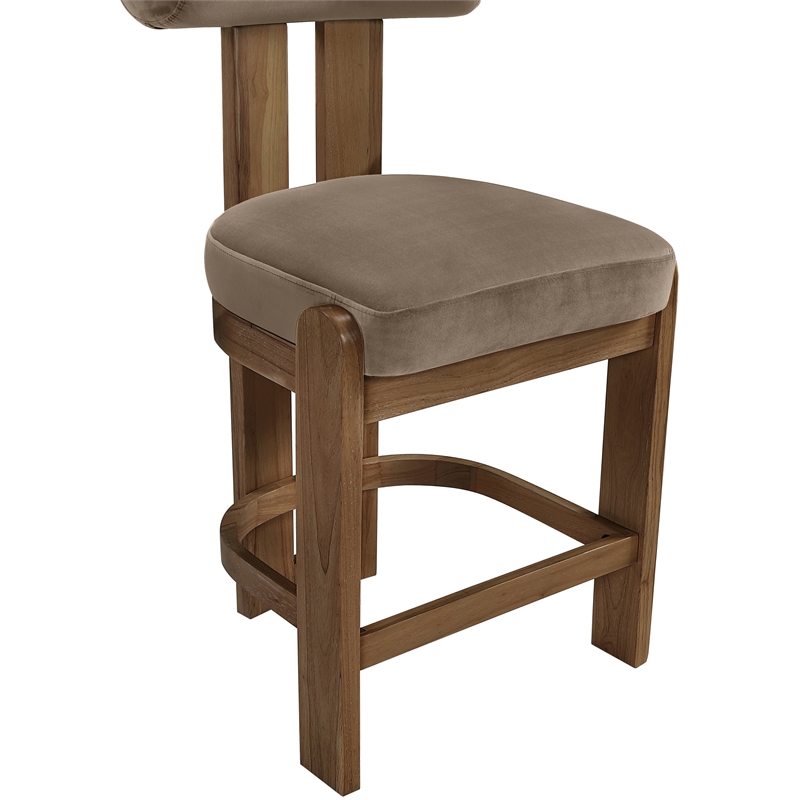 Meridian Furniture Arienzo Taupe Velvet Upholstered Counter Stool (Set of 2)