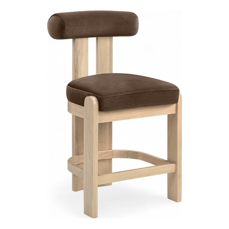 Meridian Furniture Arienzo Brown Velvet Upholstered Counter Stool (Set of 2)