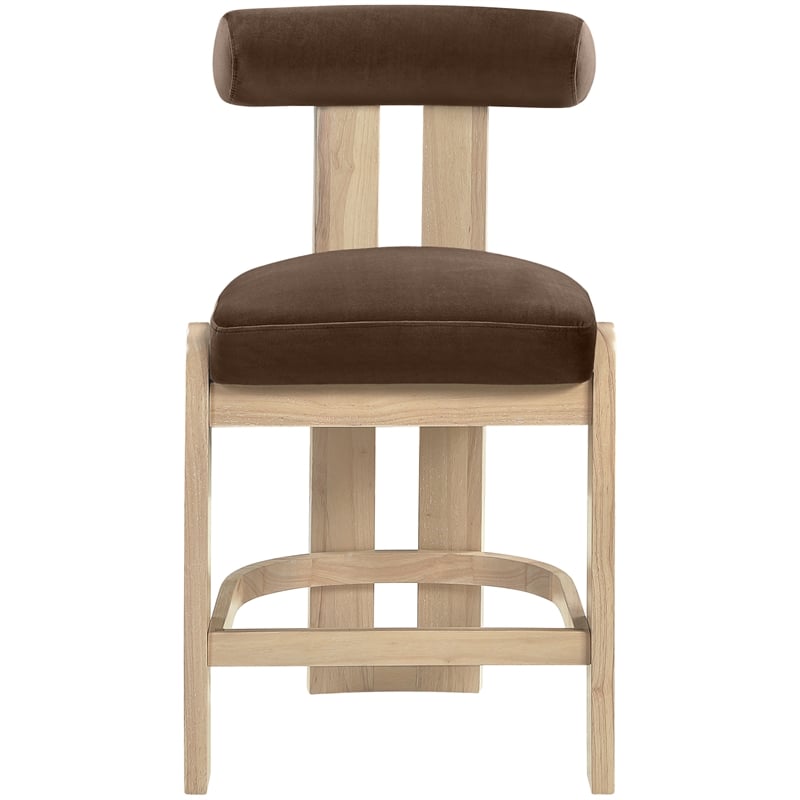 Meridian Furniture Arienzo Brown Velvet Upholstered Counter Stool (Set of 2)
