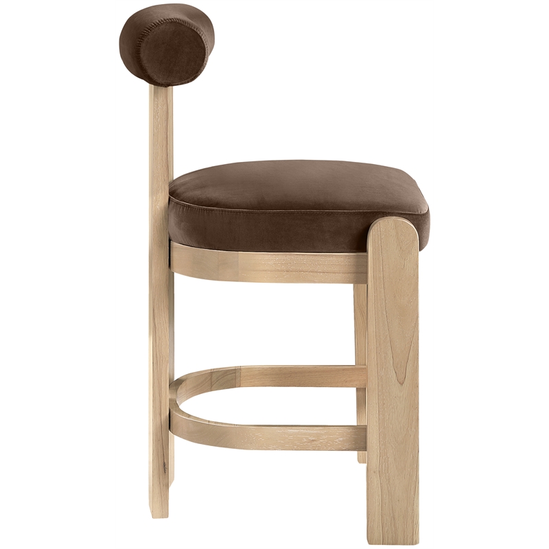 Meridian Furniture Arienzo Brown Velvet Upholstered Counter Stool (Set of 2)