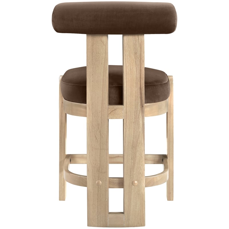 Meridian Furniture Arienzo Brown Velvet Upholstered Counter Stool (Set of 2)