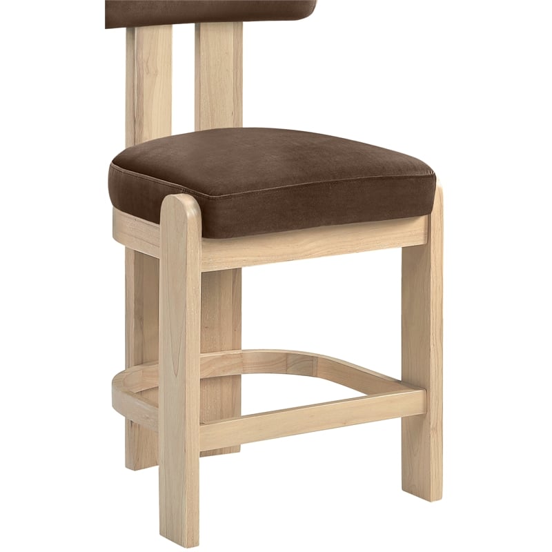 Meridian Furniture Arienzo Brown Velvet Upholstered Counter Stool (Set of 2)