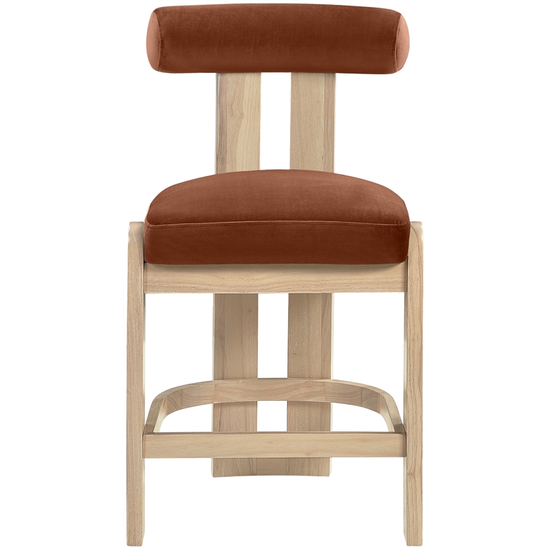 Meridian Furniture Arienzo Cognac Velvet Upholstered Counter Stool (Set of 2)