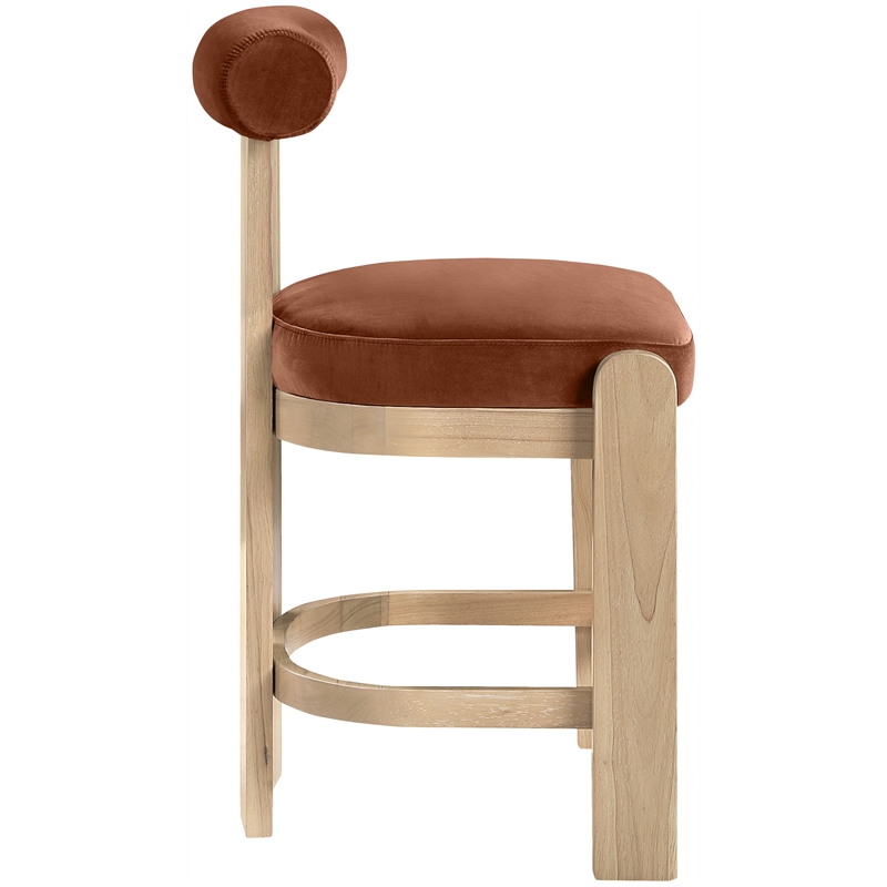 Meridian Furniture Arienzo Cognac Velvet Upholstered Counter Stool (Set of 2)