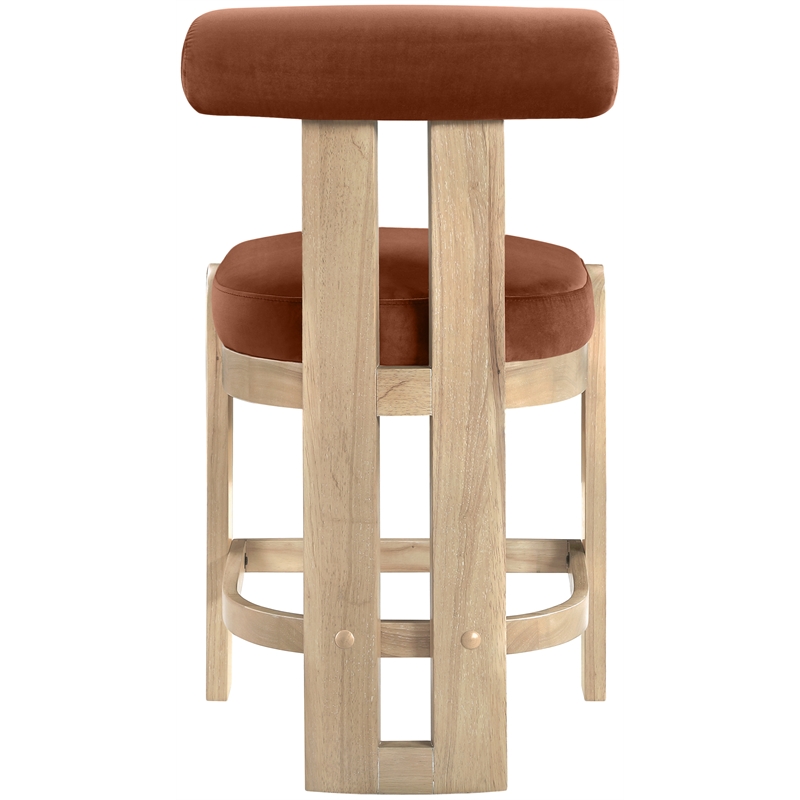Meridian Furniture Arienzo Cognac Velvet Upholstered Counter Stool (Set of 2)