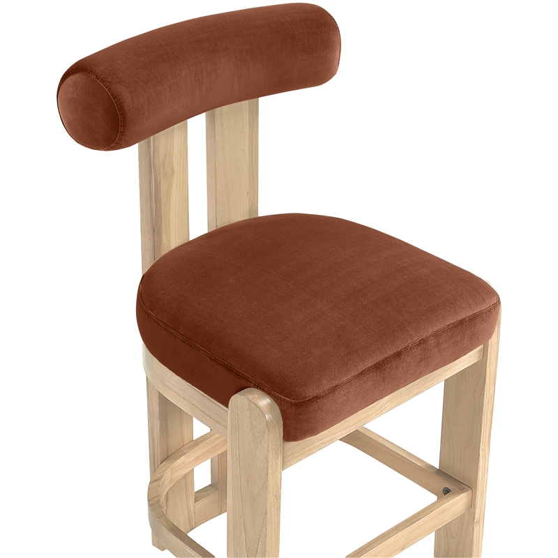 Meridian Furniture Arienzo Cognac Velvet Upholstered Counter Stool (Set of 2)